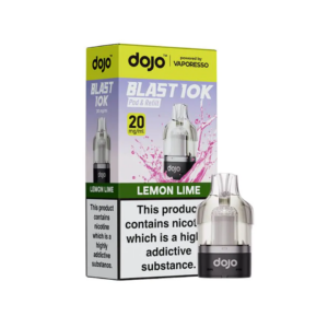Lemon Lime Prefilled Pod by Vaporesso Dojo Blast 10K, a sealed 10ml pod with yellow and green citrus artwork.