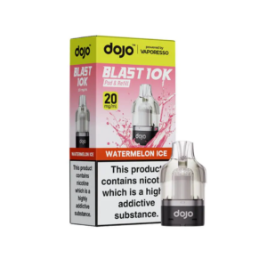 Watermelon Ice Prefilled Pod by Vaporesso Dojo Blast 10K, a sealed 10ml pod showing the flavour name and nicotine label.