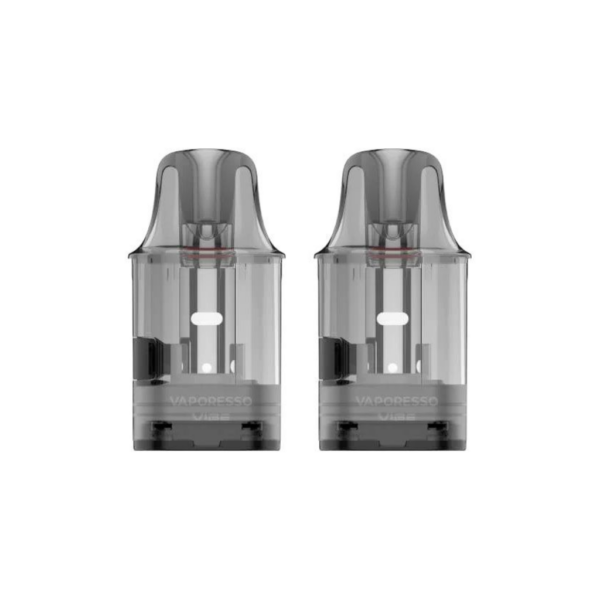 Vaporesso Vibe Replacement Pods Vaporesso Vibe Replacement Pods pack of two, showing the clear refillable pod body and dual mesh coil.