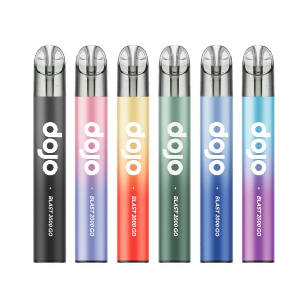Vaporesso Dojo Blast 2000 Go Prefilled Pod Kit Vaporesso Dojo Blast 2000 Go Prefilled Pod Kit next to its retail packaging, with the flavour name on the box.