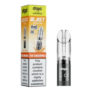 Ten Tangerines Prefilled Pod by Vaporesso Dojo Blast 2000 Go, a small sealed 4ml pod with flavour name and 20mg label.