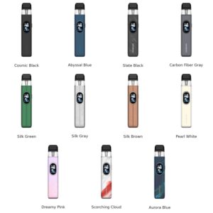 All eleven colourways of the Vaporesso XROS 6 Pod Kit, from Slate Black and Silk Brown to Aurora Blue.