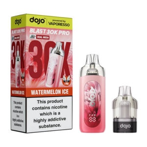 Vaporesso Dojo Blast 30K Prefilled Vape Kit shown from the front, with Dojo branding and the flavour name on the body.