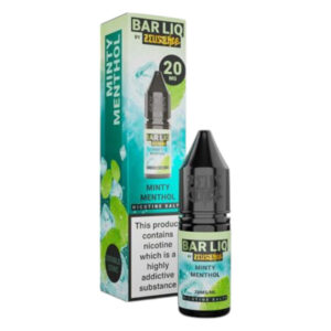 10ml bottle of Minty Menthol Nic Salt E-Liquid by Zeus Juice Bar Liq, front of the label shown.